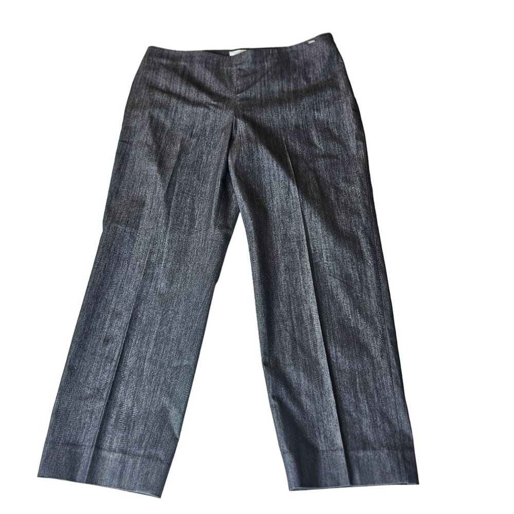 St. John Sport Women's Cropped Denim Side Zip Jean's Pants Black Denim size 12